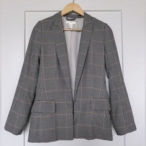 H&M Houndstooth Black Tan/Orange Blazer with pockets Size 0